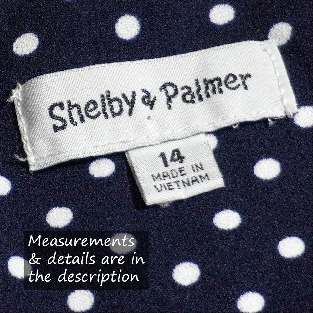 Shelby & Palmer Navy Polka Dot Peter Pan Sheath Dress Bell Sleeve 0X Large Retro - Picture 6 of 8